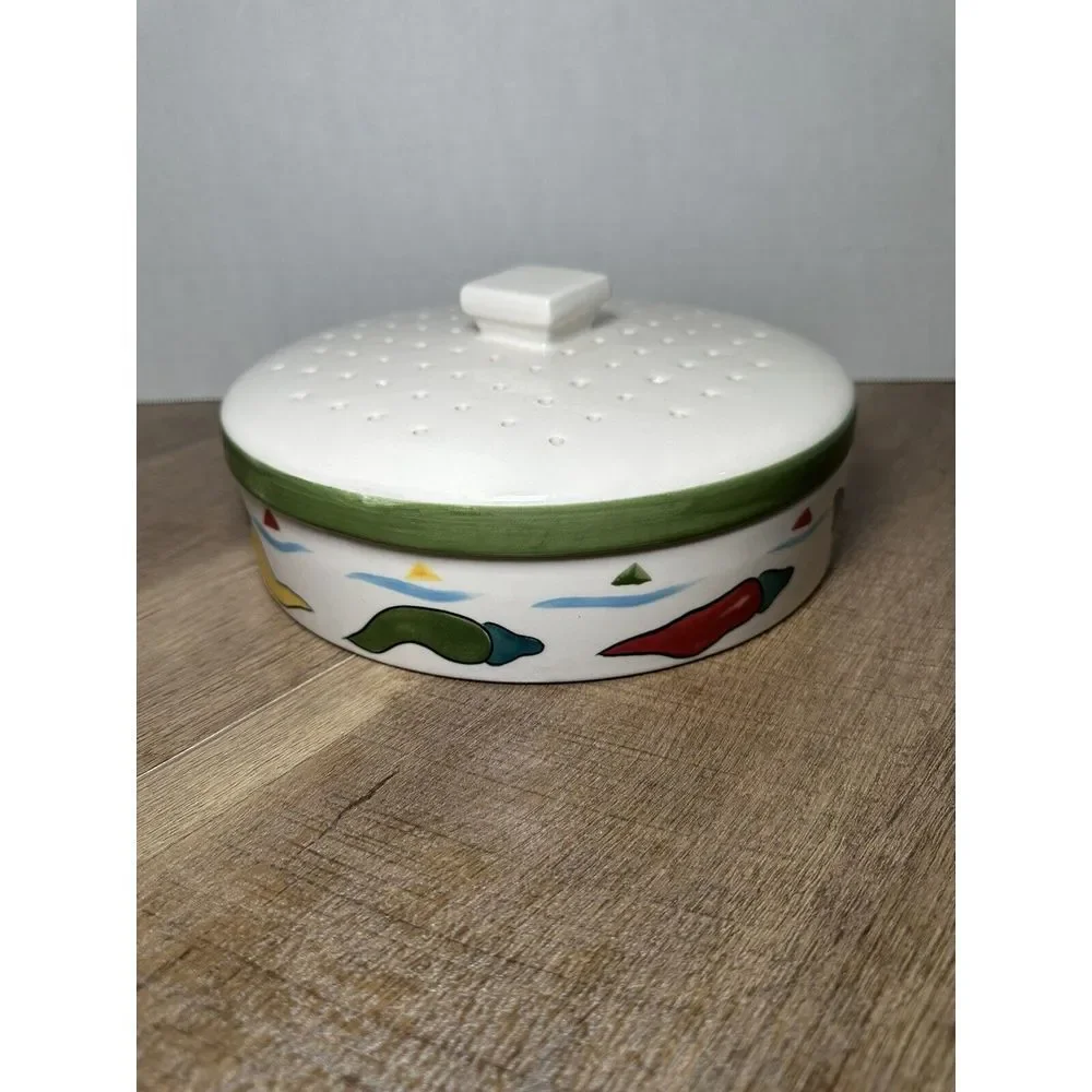 La Fiesta Chili Tortilla Holder Hand Painted 9